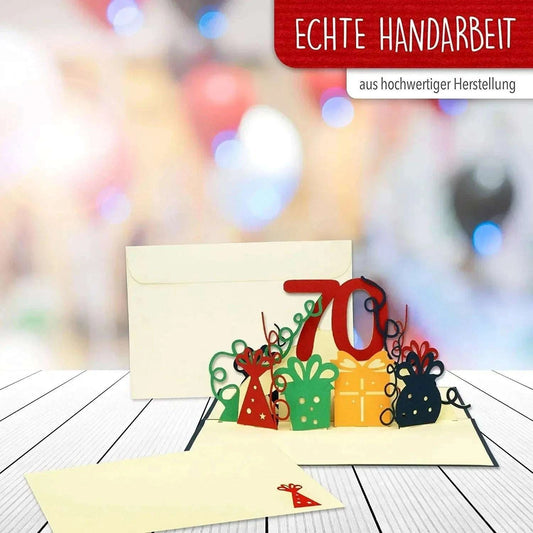 Pop-Up-Karte zum Geburtstag - Zahl 70, Geburtstagseinladung & Jubiläum, N25 - LINPopUp