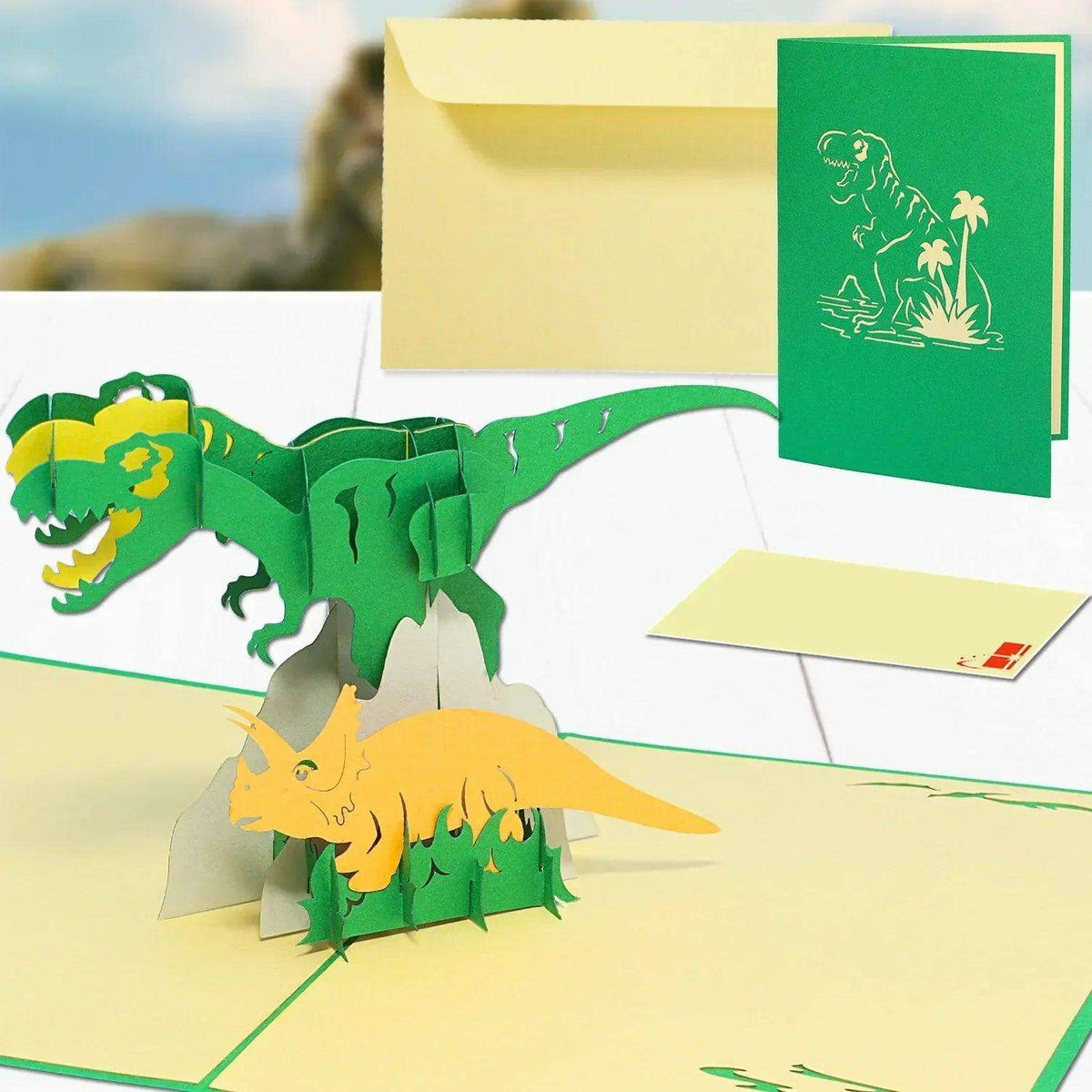 Pop-Up Geburtstagskarte für Kinder - 3D Kindergeburtstag Karte - Dinosaurier, LINPopUp - LINPopUp