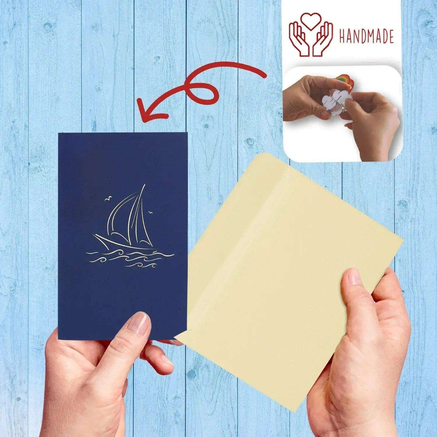 Pop-Up 3D Karte Schiff - Grußkarte mit Boot, Segelboot, N104 - LINPopUp