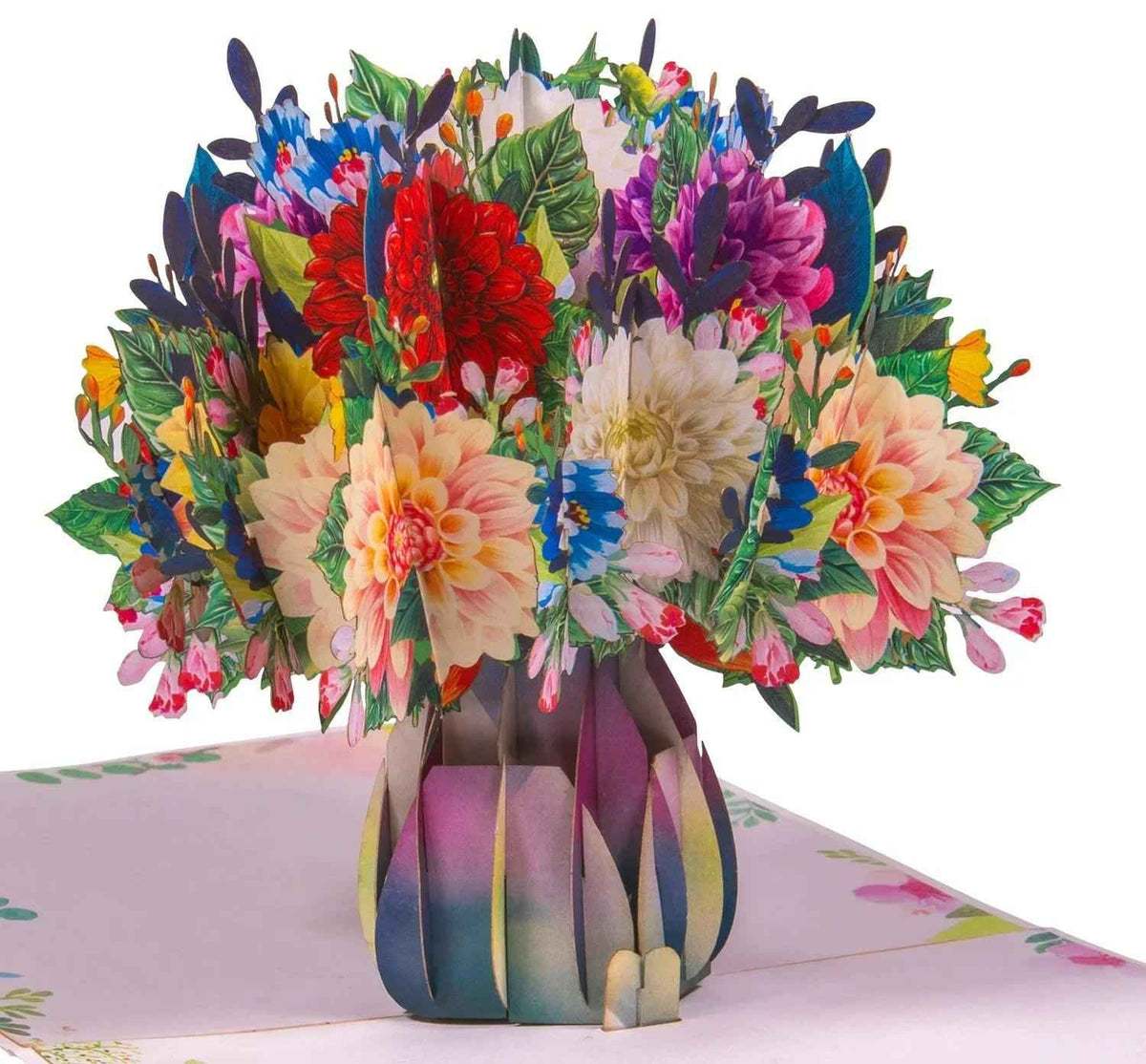Pop Up Karte 3D Dahlien Blumenstrauß – Grußkarte Geburtstag & Muttertag