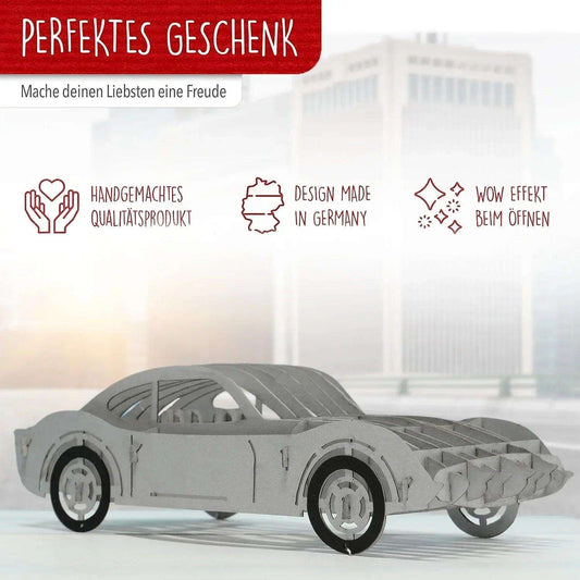 3D Pop-Up Karte Auto - Grußkarte, Geburtstagskarte, Geschenkidee Auto, N397 - LINPopUp