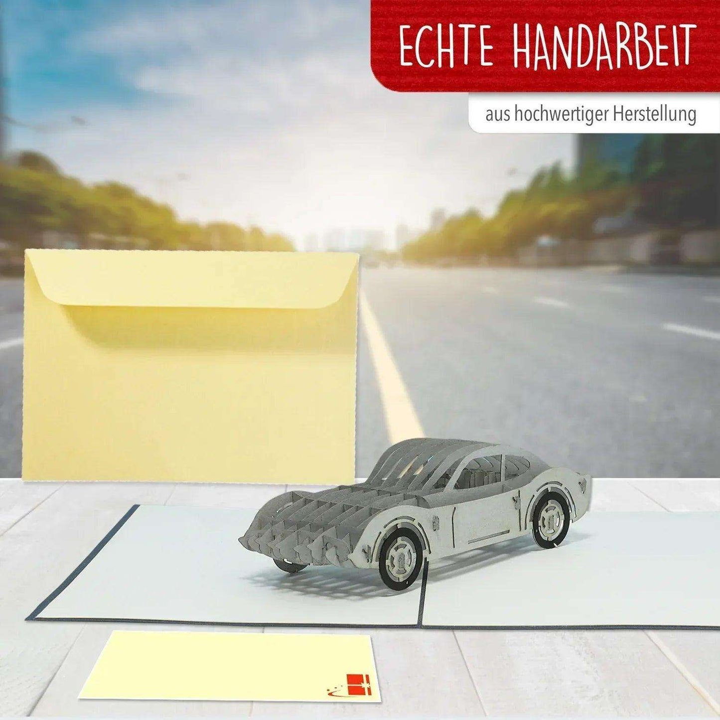 3D Pop-Up Karte Auto - Grußkarte, Geburtstagskarte, Geschenkidee Auto, N397 - LINPopUp