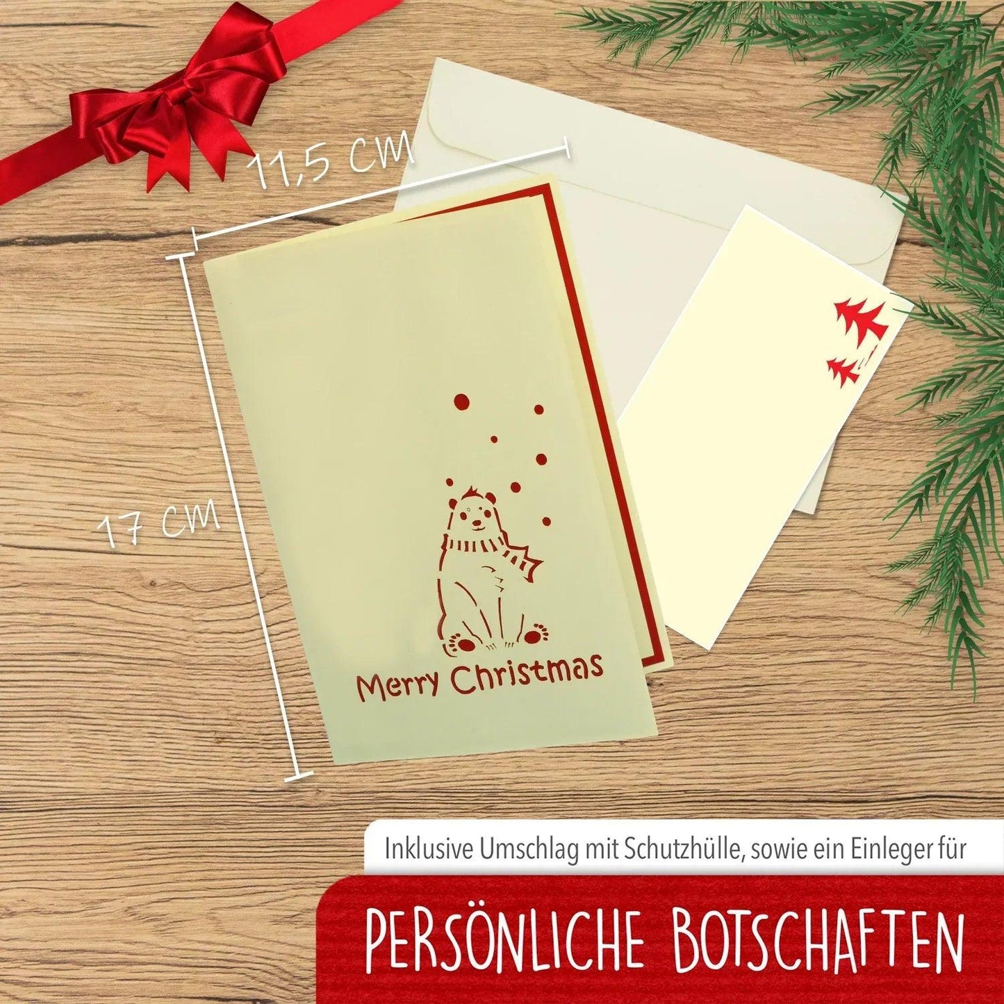 Pop Up Weihnachtskarte 3D - Eisbär im Schnee, N415 - LINPopUp