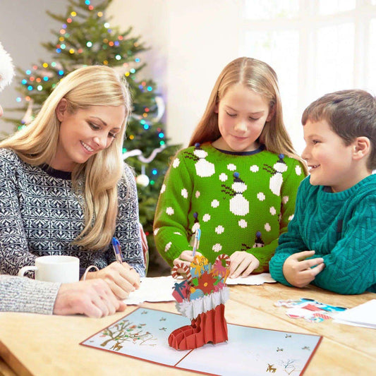 Pop Up Weihnachtskarte 3D - Nikolausstiefel mit Weihnachtsgeschenken, N431 - LINPopUp
