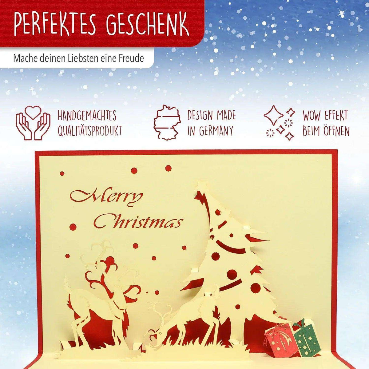 Pop Up Weihnachtskarte 3D - Rentier, N408 - LINPopUp