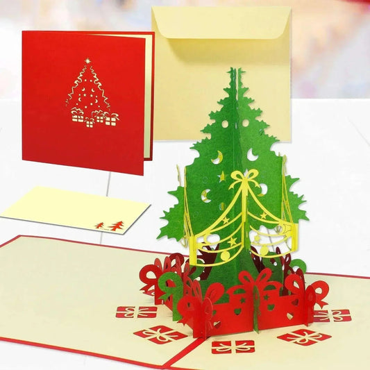 Pop Up Weihnachtskarte 3D - Weihnachtsbaum mit Geschenken, Tannenbaum, N425 - LINPopUp