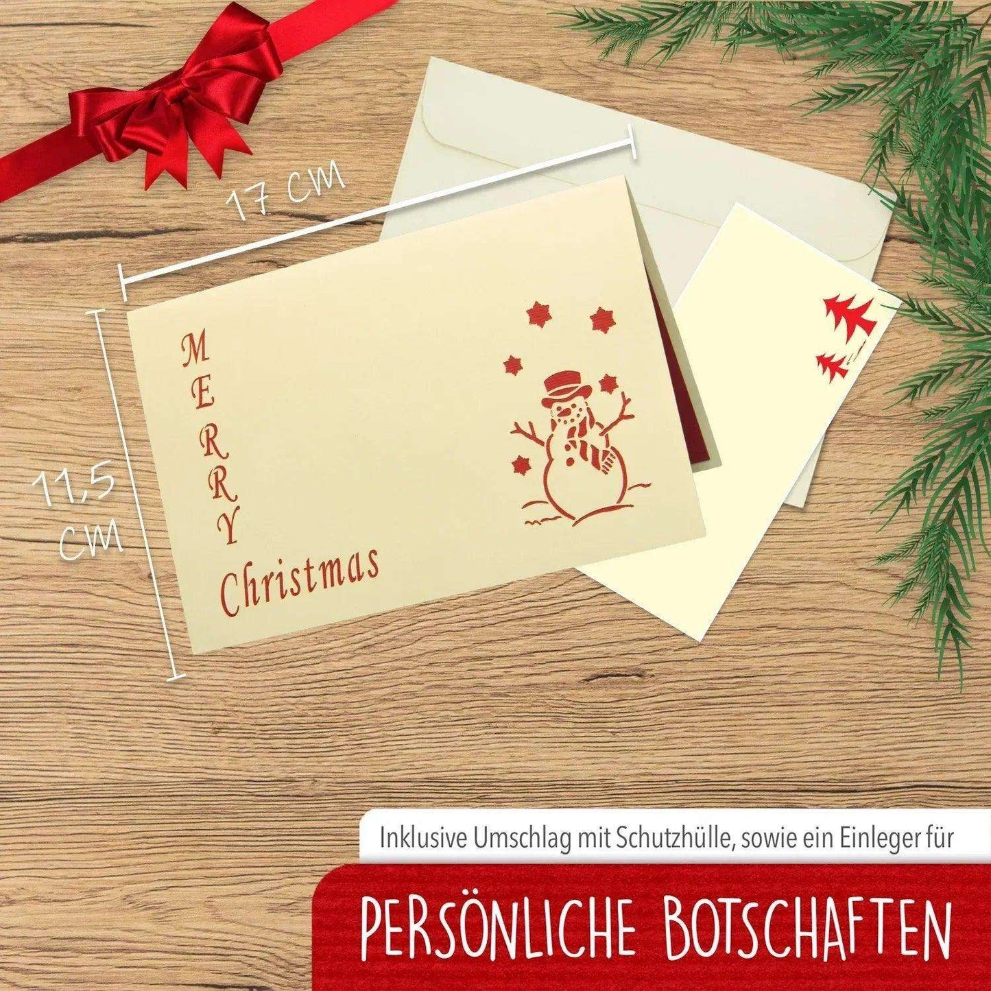 Pop Up Weihnachtskarte 3D - Weihnachtsbaum mit Schriftzug, N400 - LINPopUp