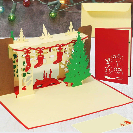 Pop Up Weihnachtskarte 3D - Weihnachtskamin, N439 - LINPopUp