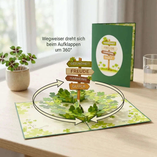Pop-Up - rotierende Karte 3D Grußkarte, Kleeblätter | LINpopUp LINPopUp N199-17890