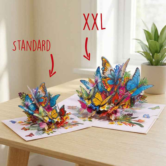 Pop Up Karte 3D Schmetterlinge auf Blumen – Grußkarte Geburtstag & Muttertag