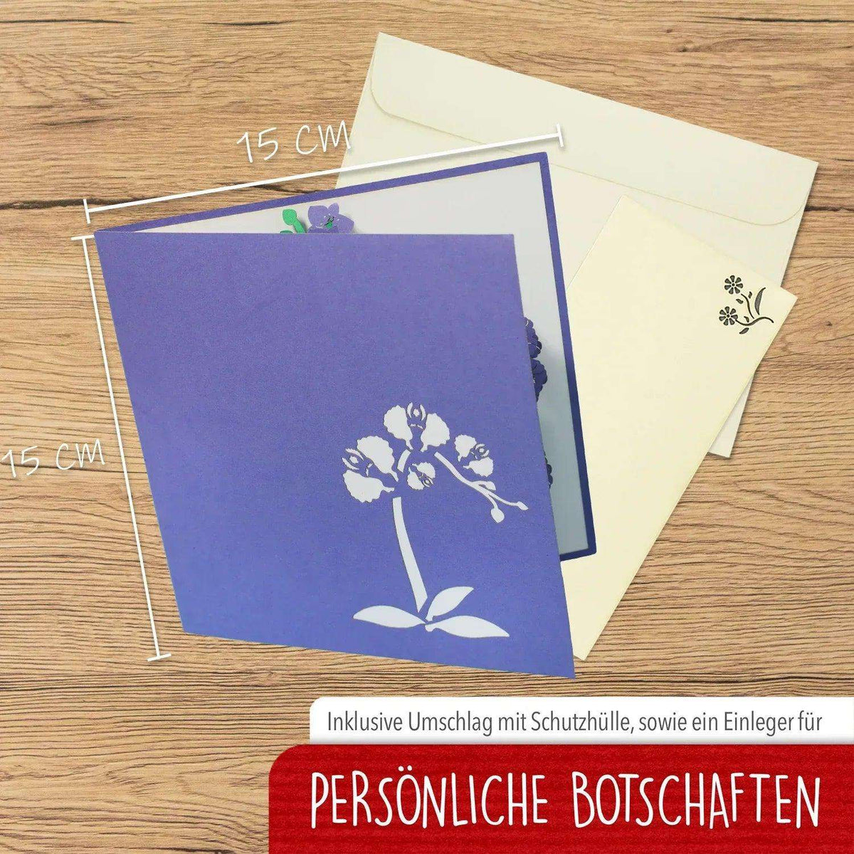 Pop Up Karte 3D Orchidee Lila – Grußkarte Muttertag & Geburtstag - LINPopUp