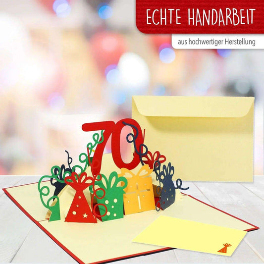 Pop-Up-Karte zum Geburtstag – Zahl 70, Geburtstagseinladung & Jubiläum, N24 - LINPopUp