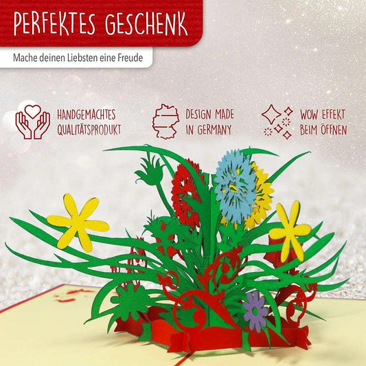 Pop Up Karte 3D Wildblumen – Grußkarte Muttertag & Geburtstag - LINPopUp