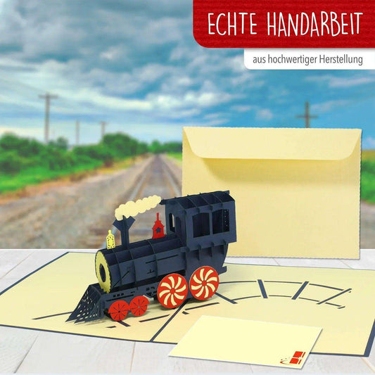 3D Pop-Up Karte Lokomotive & Eisenbahn, N228 - LINPopUp