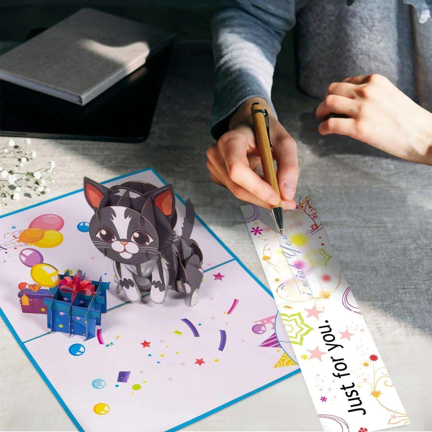 Pop-Up Geburtstagskarte Katze - 3D Karte Kindergeburtstag, LINPopUp - LINPopUp