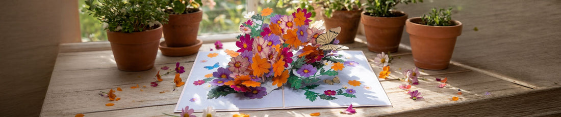 Die 3D Pop-Up Karte Blumen – ein Blumenstrauß der nie verwelkt