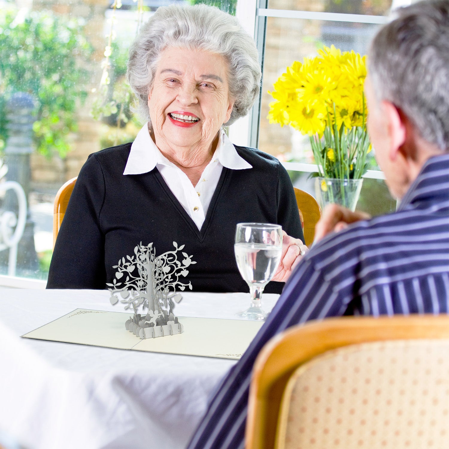 25. Hochzeitstag, Silberne Hochzeit Karte 3D Pop-Up - Silberhochzeit, Baum, N86