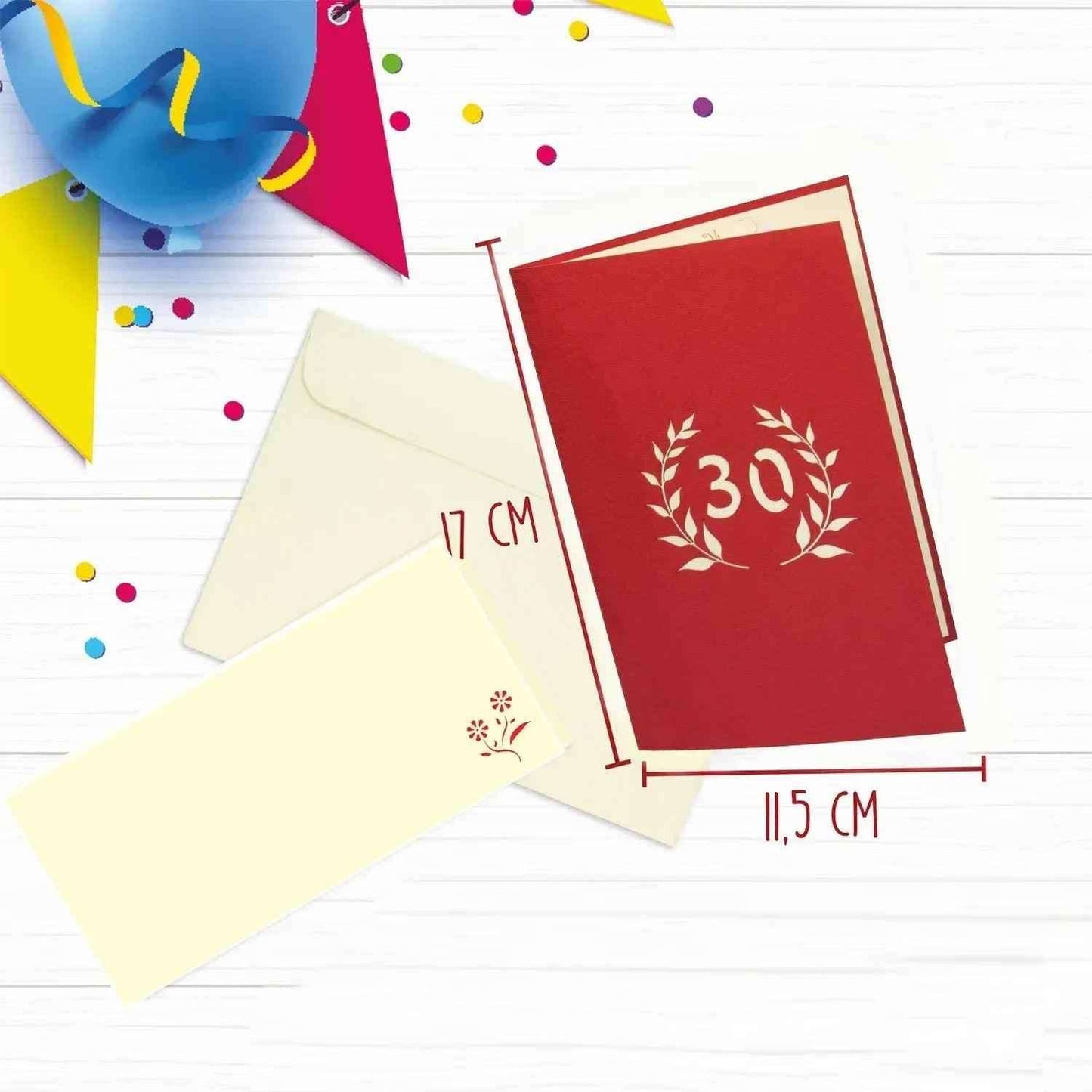 Pop-Up-Karte zum Geburtstag – Zahl 30, Geburtstagseinladung & Jubiläum, N301