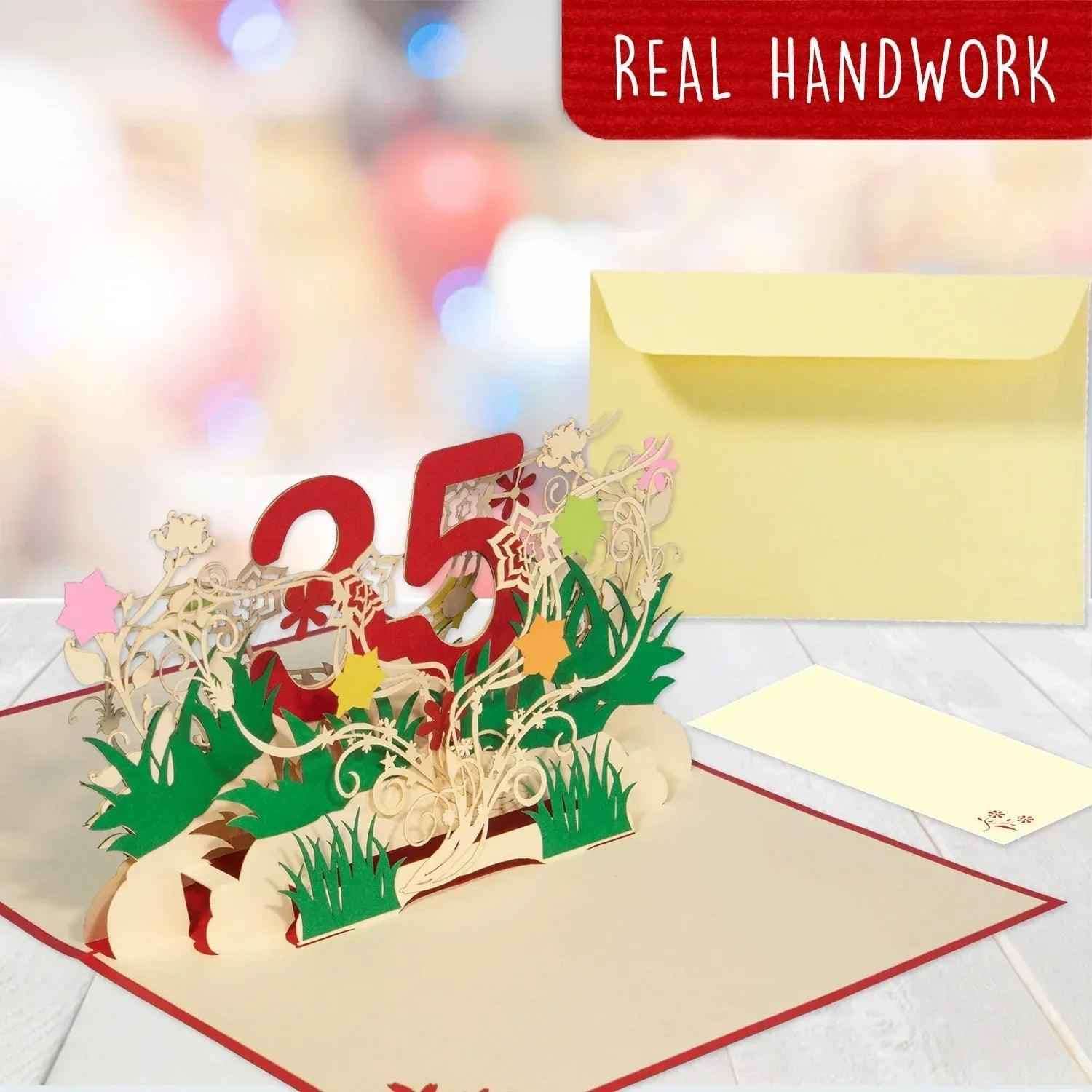 Pop-Up-Karte zum Geburtstag – Zahl 35, Geburtstagseinladung & Jubiläum, N302