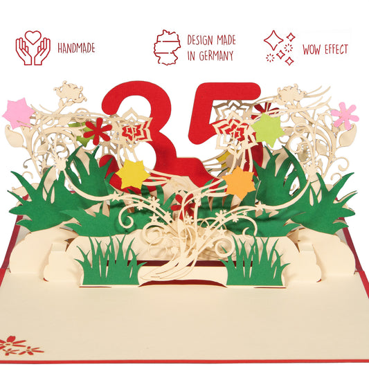 Pop-Up-Karte zum Geburtstag – Zahl 35, Geburtstagseinladung & Jubiläum, N302