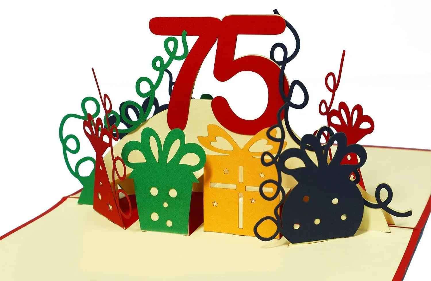 Pop-Up-Karte zum Geburtstag – Zahl 75, Geburtstagseinladung & Jubiläum, N231