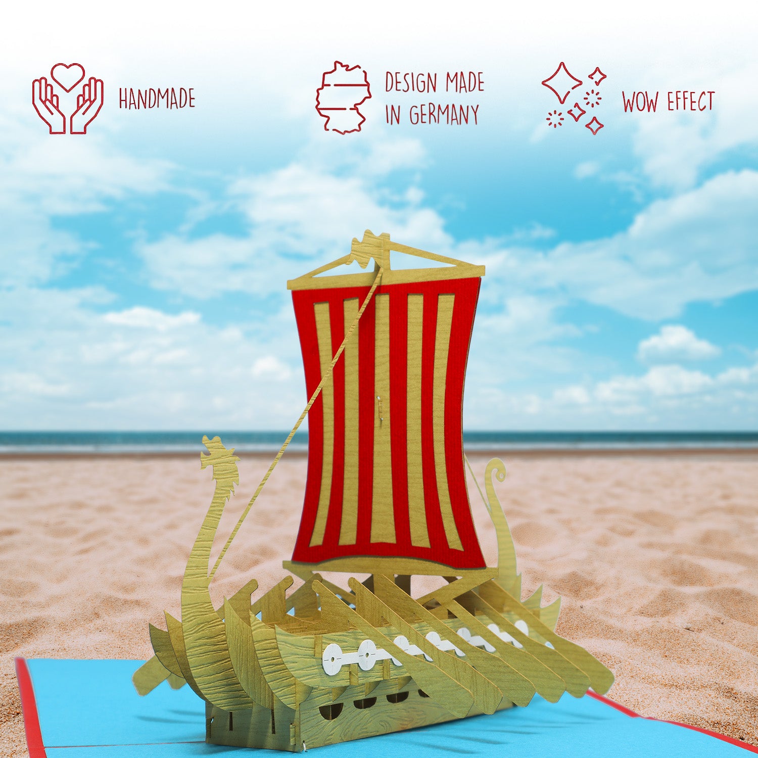 Pop-Up 3D Karte Schiff - Grußkarte mit Boot, Drachenboot, N118