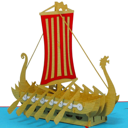 Pop-Up 3D Karte Schiff - Grußkarte mit Boot, Drachenboot, N118 - LINPopUp