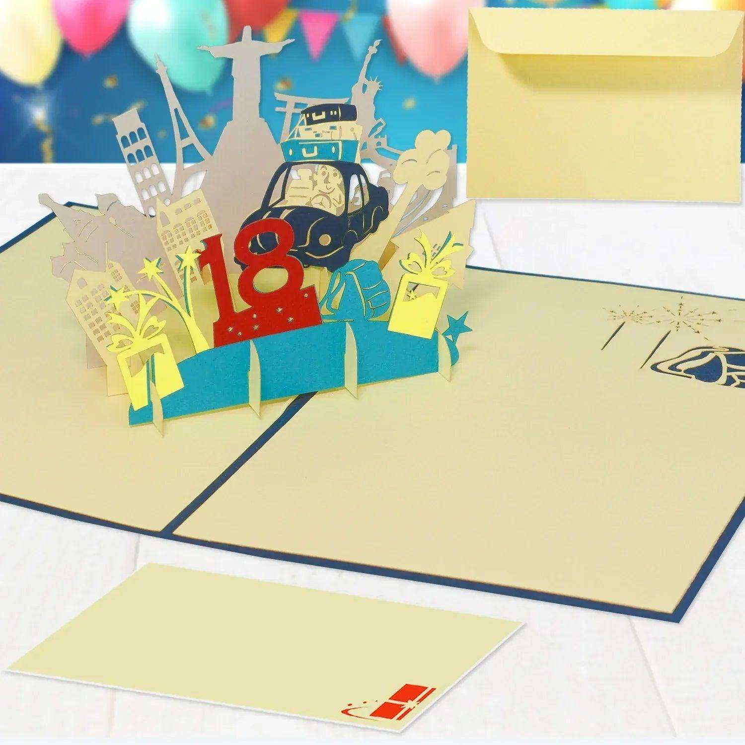3D Pop-Up Karte 18. Geburtstag, N16 LINPopUp N16