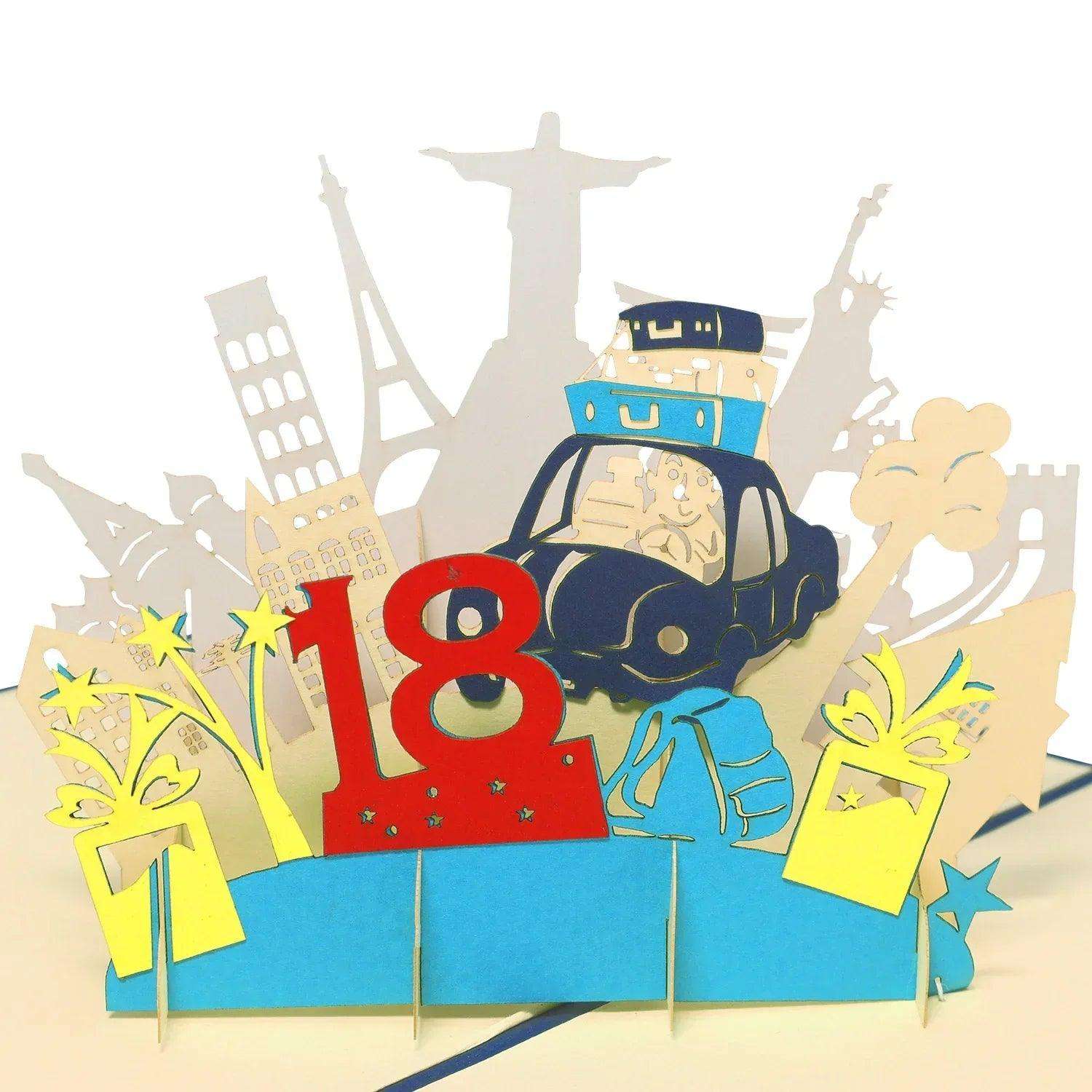 3D Pop-Up Karte 18. Geburtstag, N16 LINPopUp N16