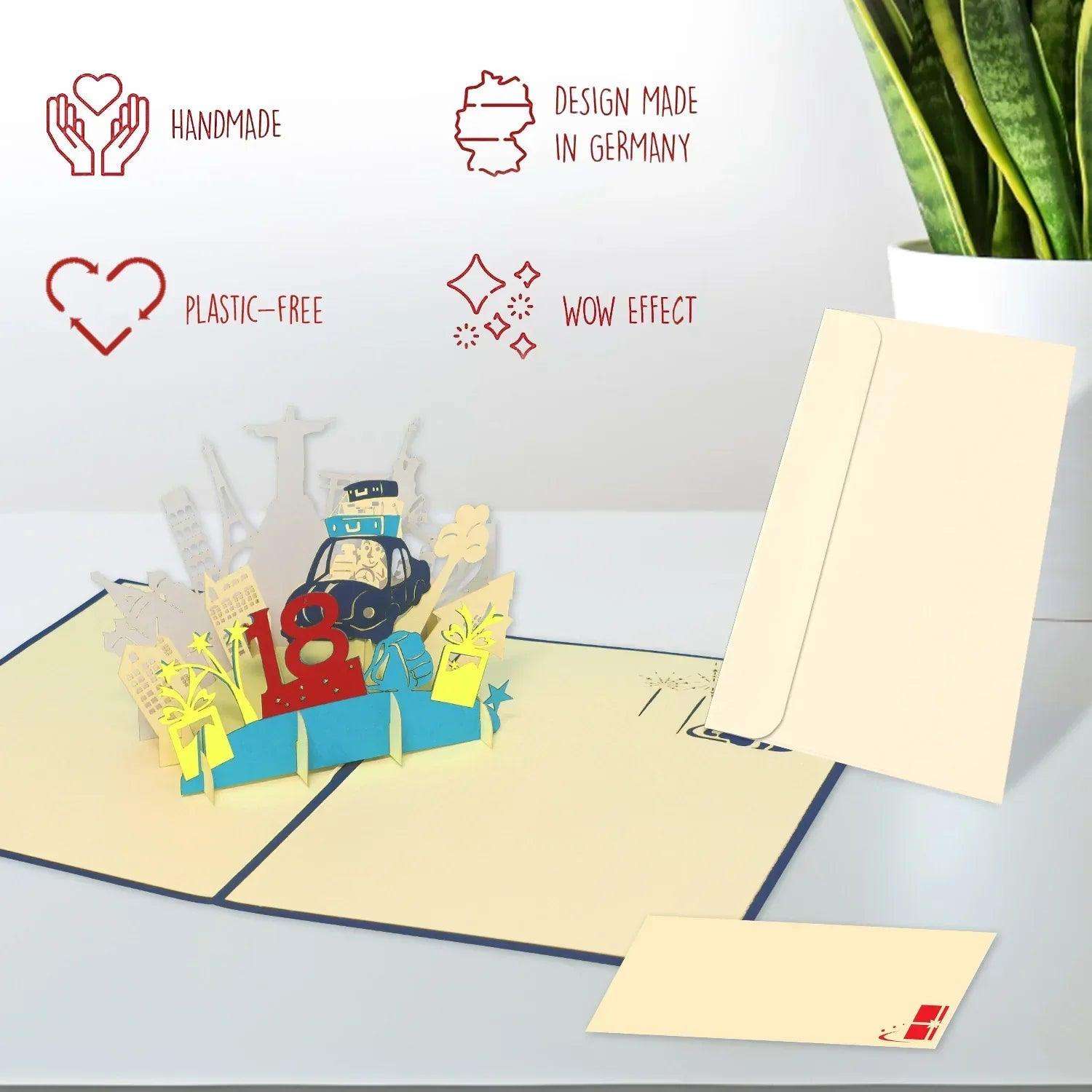 3D Pop-Up Karte 18. Geburtstag, N16 - LINPopUp