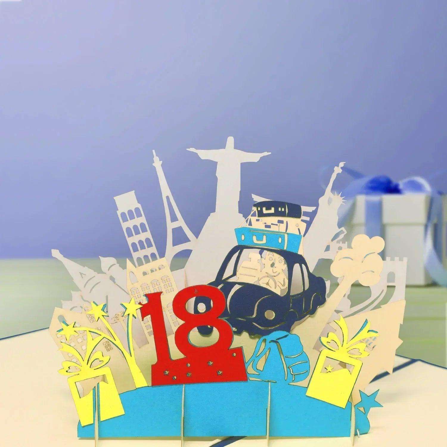 3D Pop-Up Karte 18. Geburtstag, N16 - LINPopUp