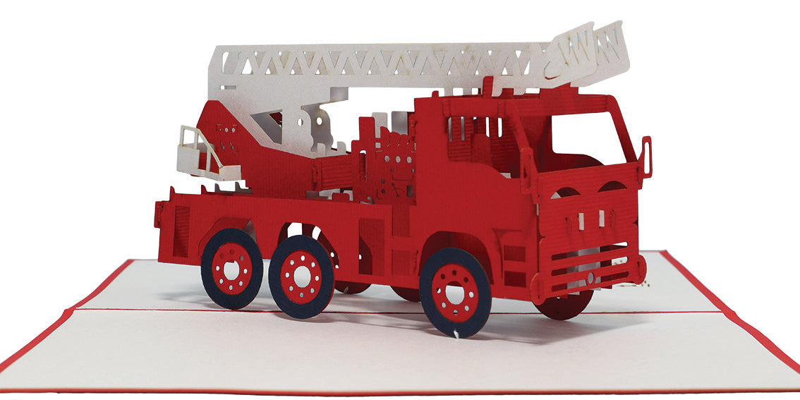 3D Pop-Up Karte Auto - Grußkarte, Geburtstagskarte, Geschenkidee Feuerwehrauto - Coole Karte für Kindergeburtstage, N216