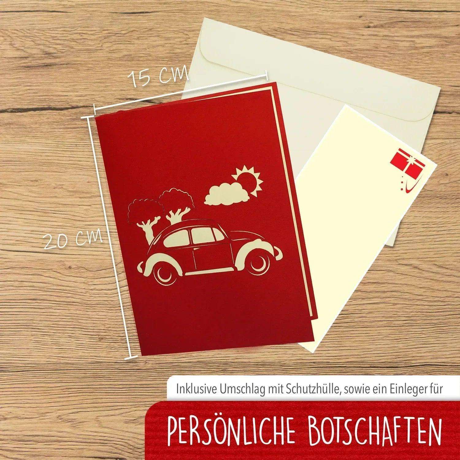 3D Pop-Up Karte Auto - Grußkarte, Geburtstagskarte, Geschenkidee Auto, N370 - LINPopUp