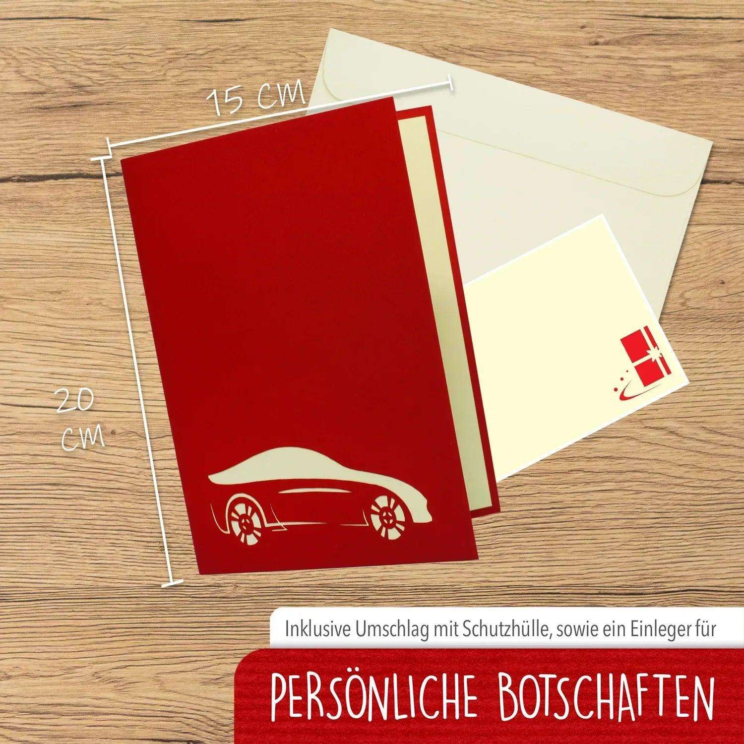 3D Pop-Up Karte Auto - Grußkarte, Geburtstagskarte, Geschenkidee, Männer, Junge & Technik-Fans, N260 - LINPopUp