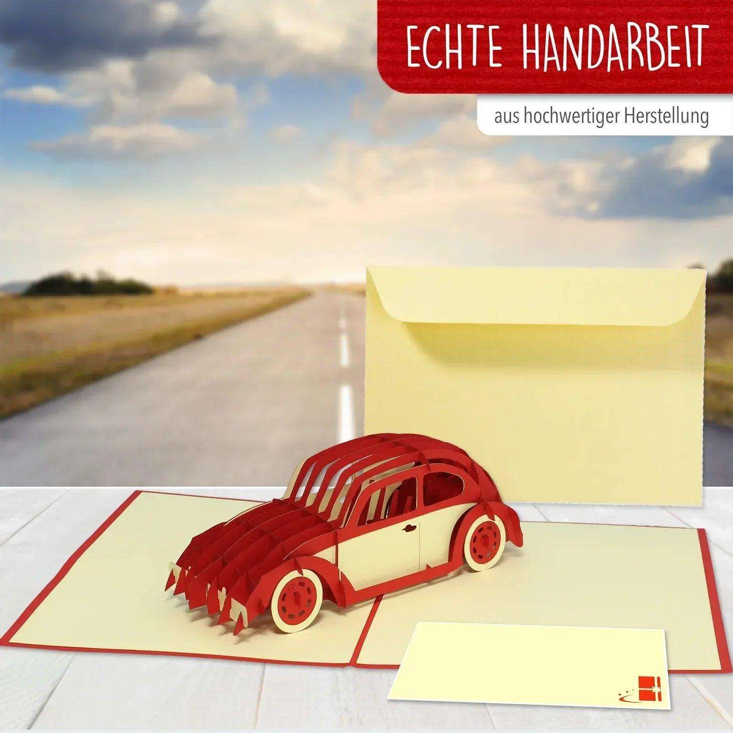 3D Pop-Up Karte Auto - Grußkarte, Geburtstagskarte, Geschenkidee Auto, N370 - LINPopUp