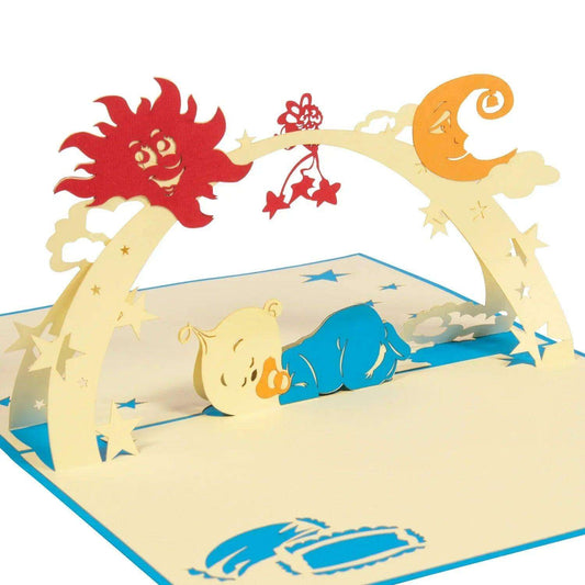 3D Pop-Up Karte Geburt - Geburtskarte, Einladungskarte Babyparty & Taufgeschenk, N96 - LINPopUp