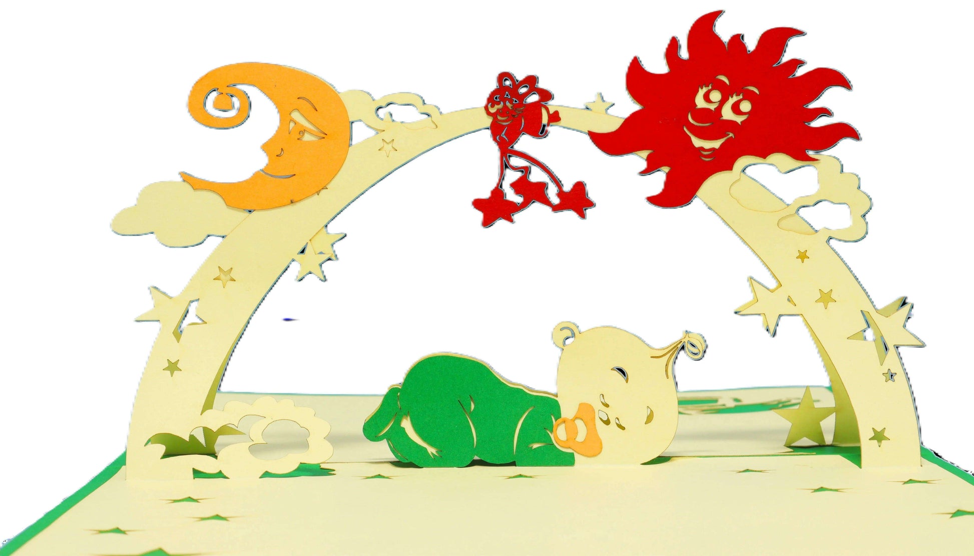 3D Pop-Up Karte Geburt - Geburtskarte, Einladungskarte neutral, N97 - LINPopUp