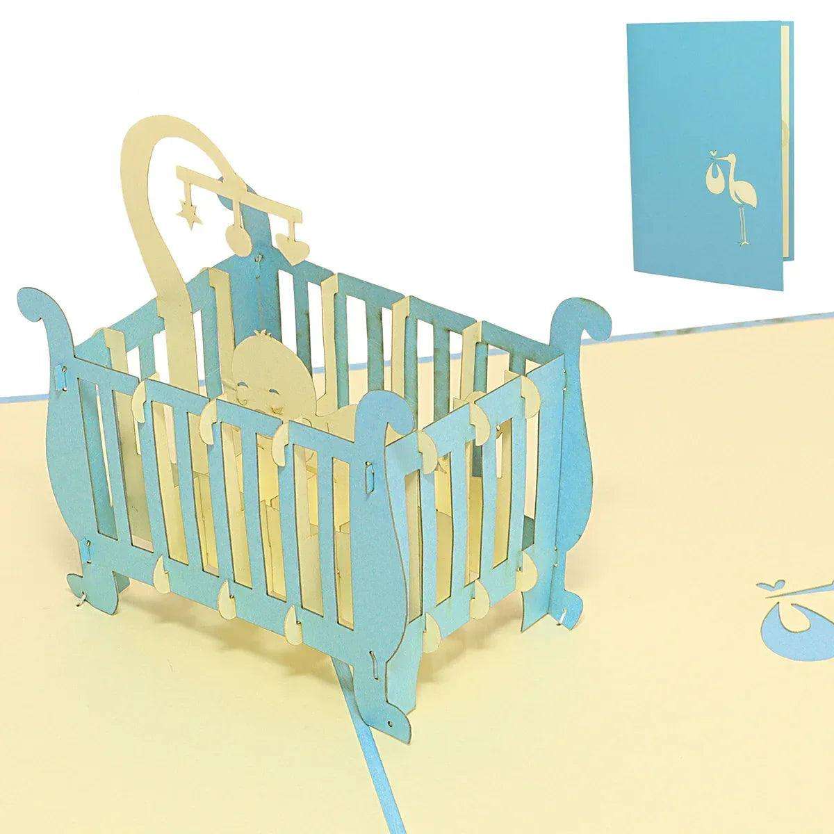 3D Pop-Up Karte Geburt - Geburtskarte & Taufe Jungen, N99 - LINPopUp