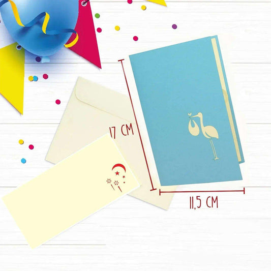 3D Pop-Up Karte Geburt - Geburtskarte & Taufe Jungen, N99 - LINPopUp