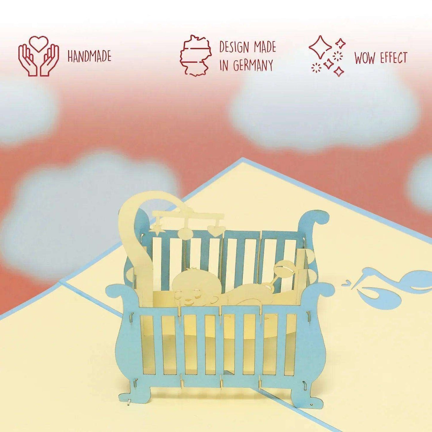 3D Pop-Up Karte Geburt - Geburtskarte & Taufe Jungen, N99 - LINPopUp
