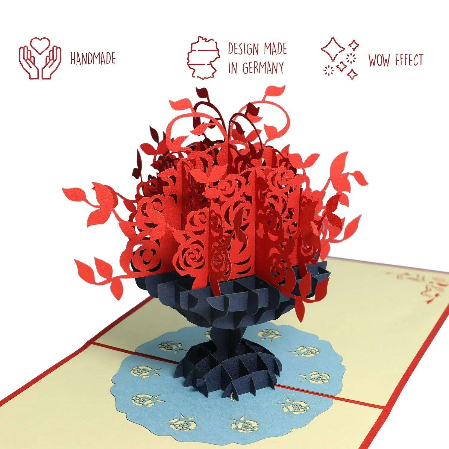 Pop Up Karte 3D Blumen Rosen – Grußkarte Geburtstag & Valentinstag LINPopUp 17901-N44