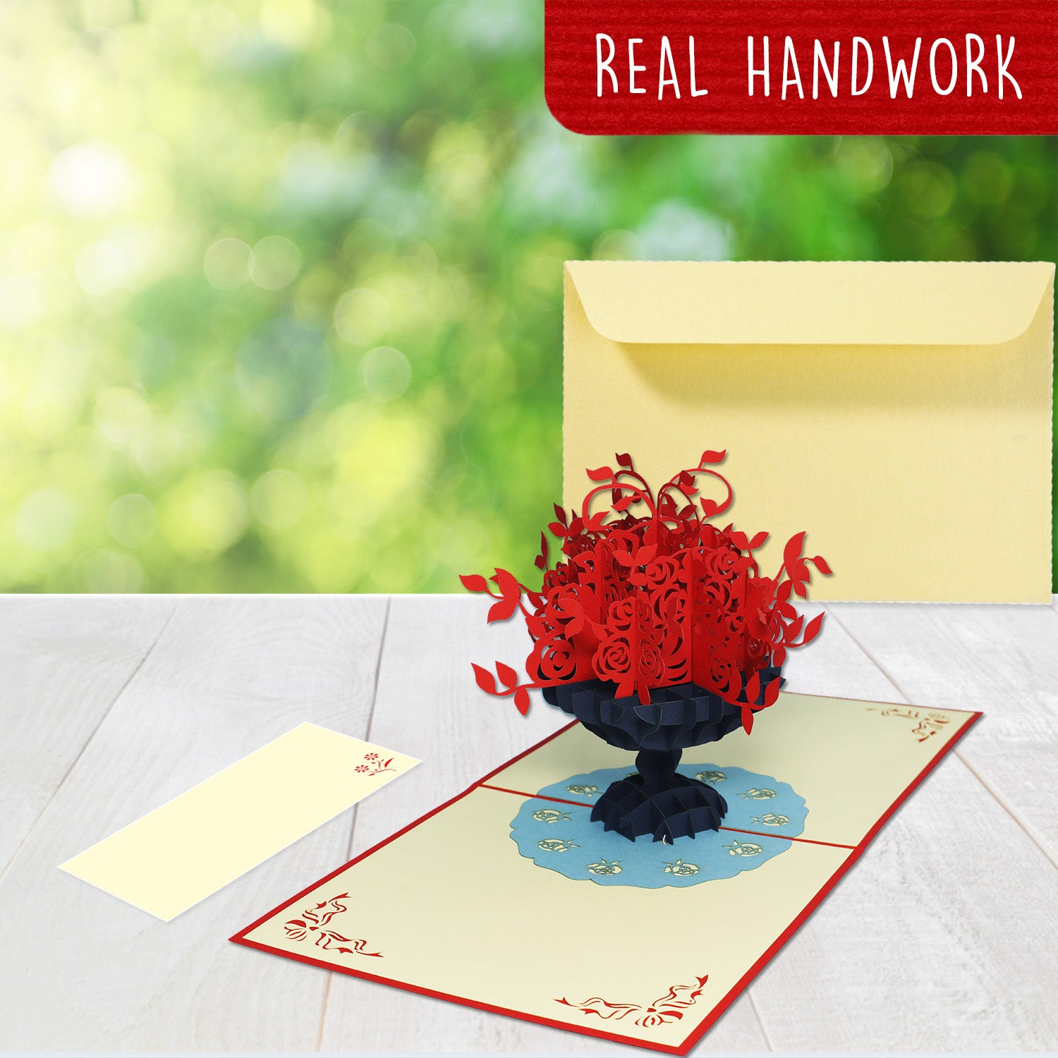 3D Pop-Up Karte Blumenkarte, Blumen, Rosen, N44