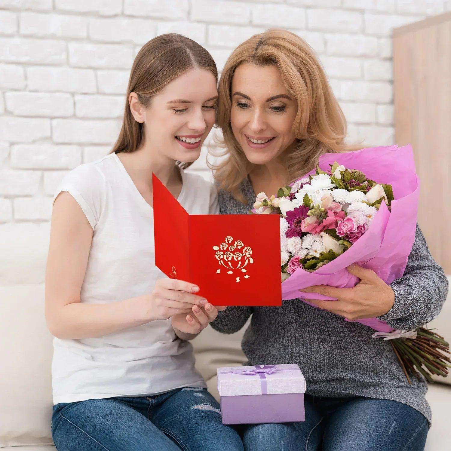 Pop Up Karte 3D Blumen Rosen – Grußkarte Geburtstag & Valentinstag LINPopUp 17901-N44