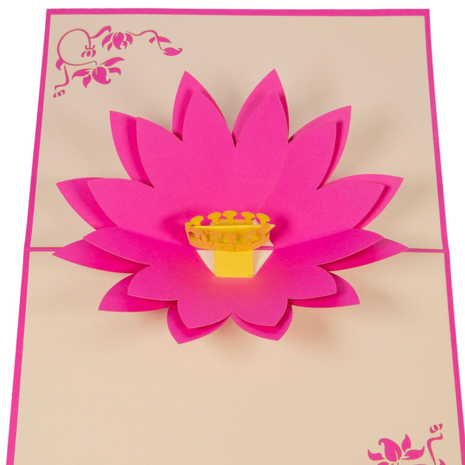 3D Pop-Up Karte Blumenkarte, Blumen, Seerose, N39 - LINPopUp