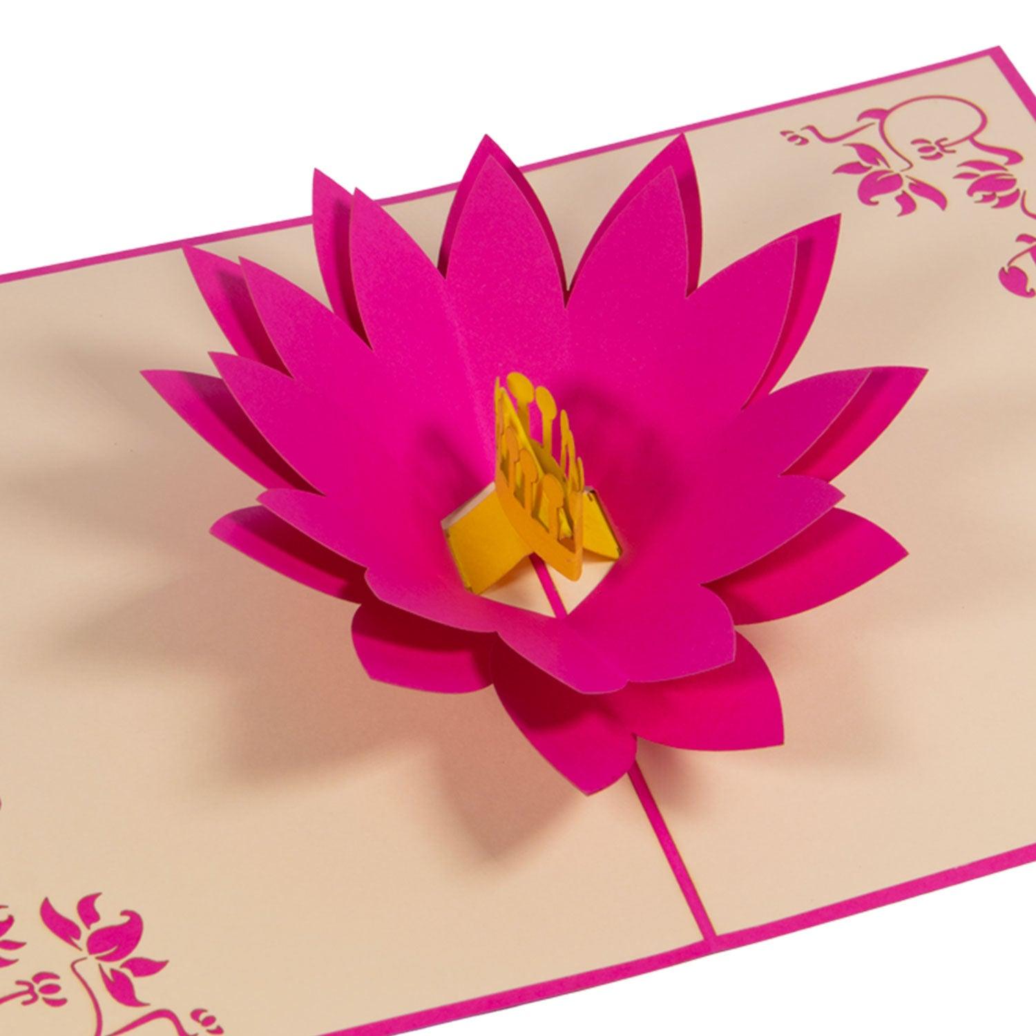 3D Pop-Up Karte Blumenkarte, Blumen, Seerose, N39 - LINPopUp