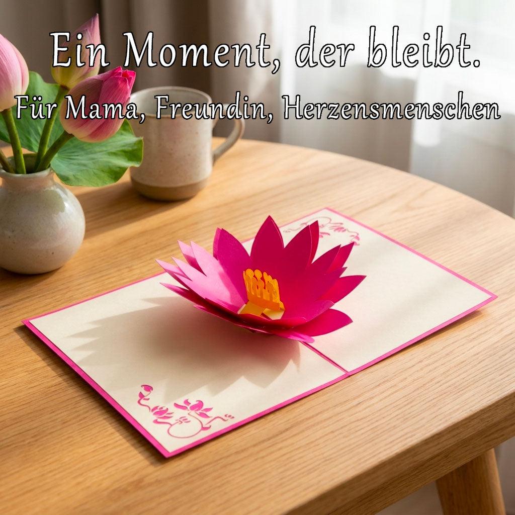 3D Pop-Up Karte Blumenkarte, Blumen, Seerose, N39 - LINPopUp