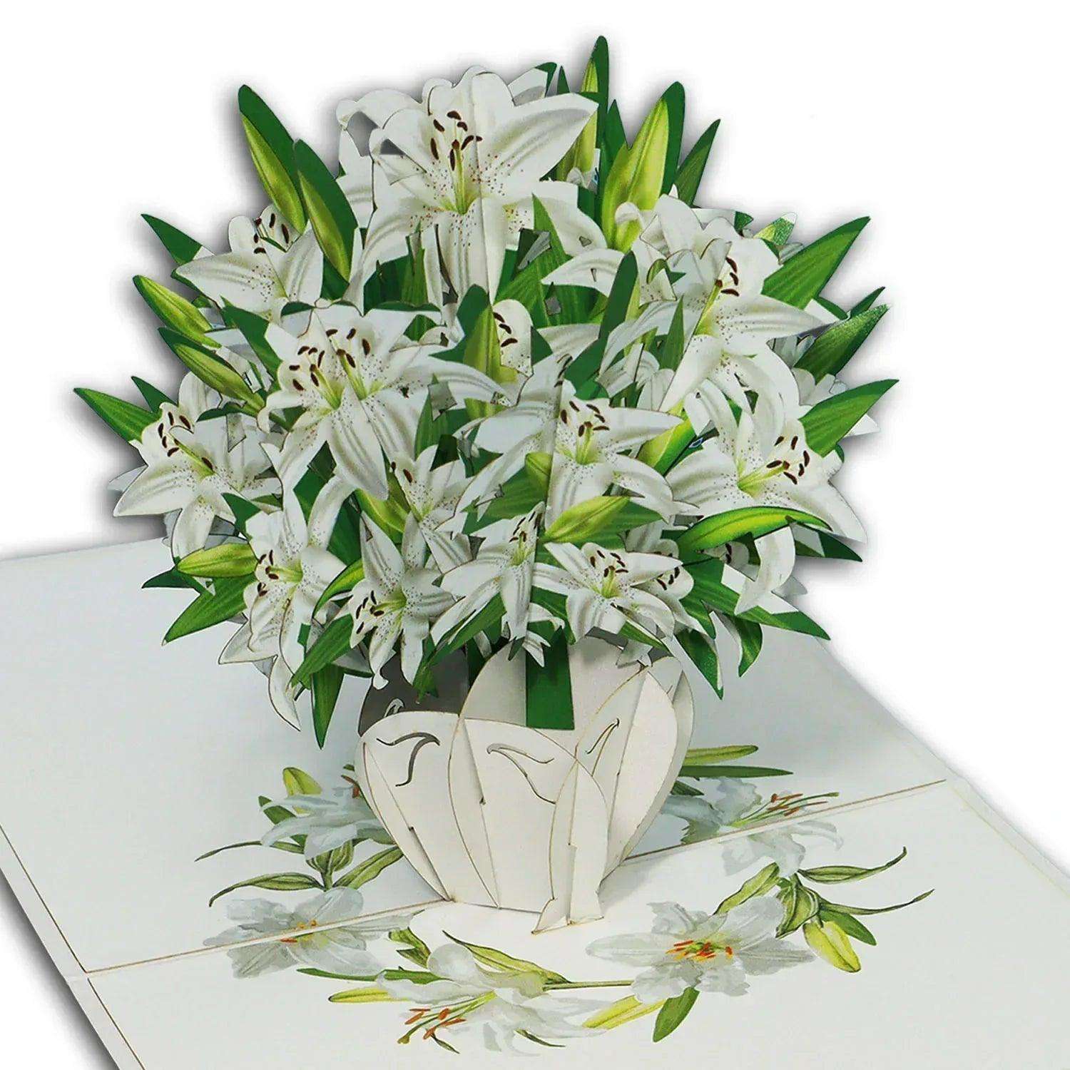 3D Pop-Up Karte Blumenkarte, Blumenstrauß, Weiße Lilien, N500 LINPopUp N500