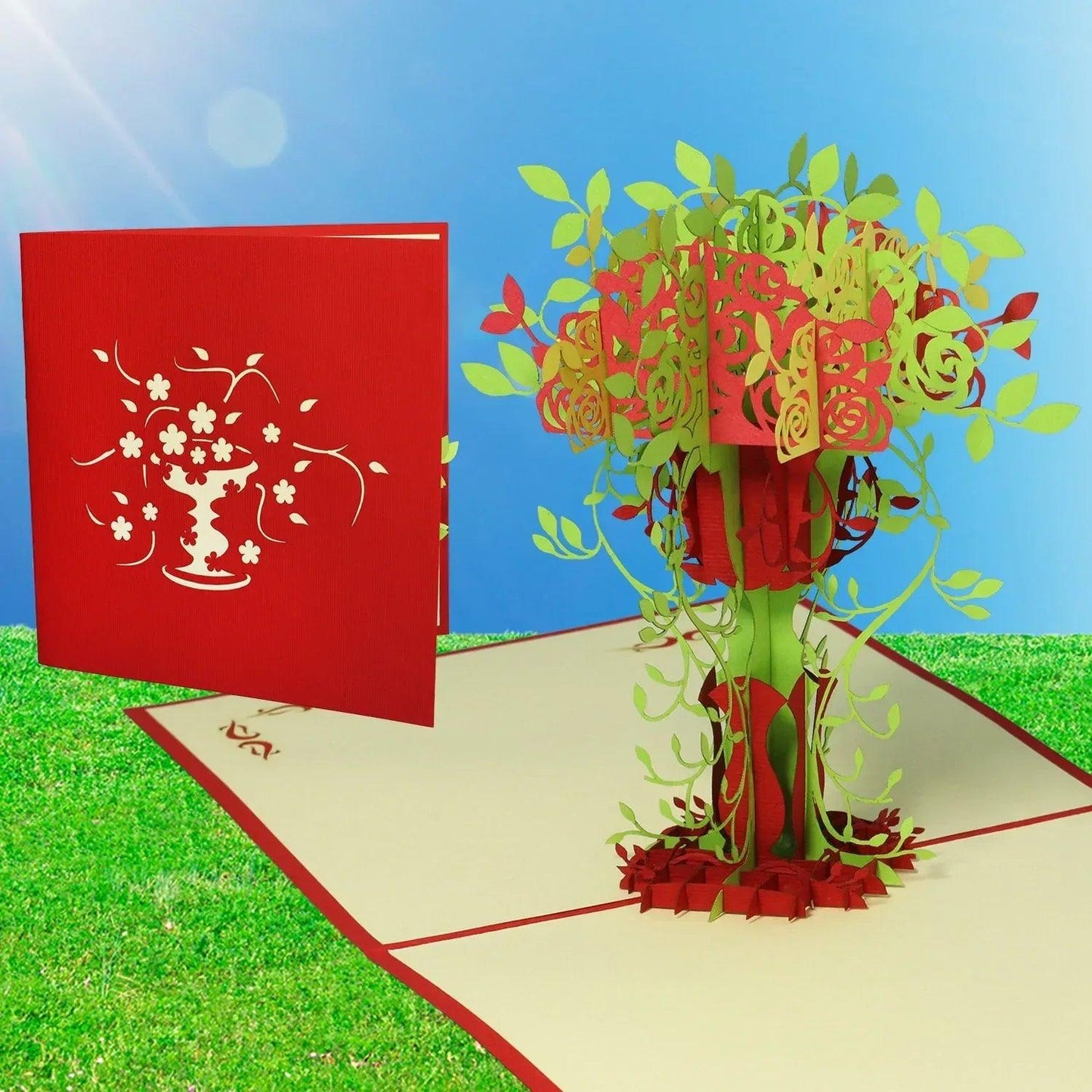 Pop Up Karte 3D Blumen Herbst Baum – Grußkarte Muttertag & Geburtstag - LINPopUp
