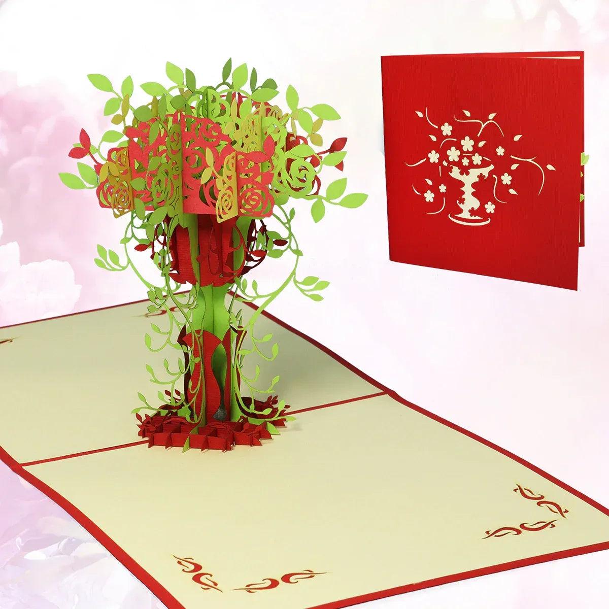 Pop Up Karte 3D Blumen Herbst Baum – Grußkarte Muttertag & Geburtstag - LINPopUp