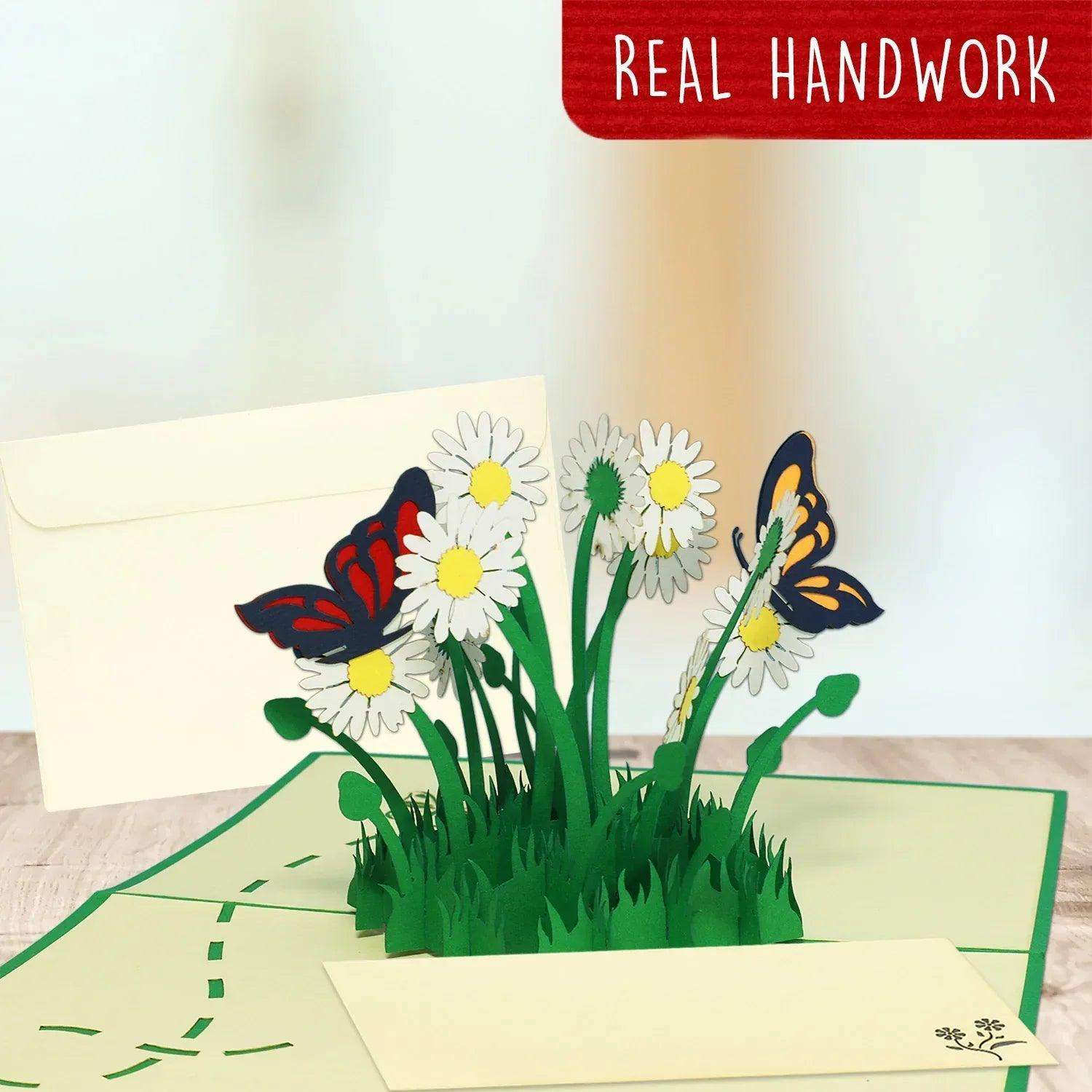 Pop Up Karte 3D Margeriten – Grußkarte Geburtstag & Muttertag - LINPopUp